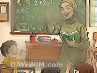 مدرّسة متابعة دروس لطلاب المرحلة الابتدائية
