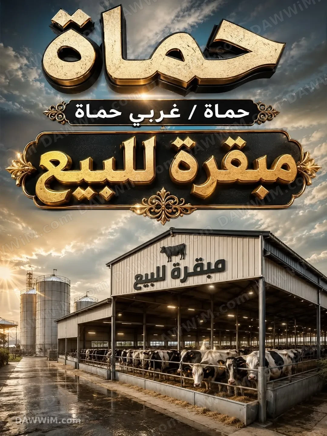مبقرة للبيع في حماة - مساحة 6 دونم مع بناء وخدمات