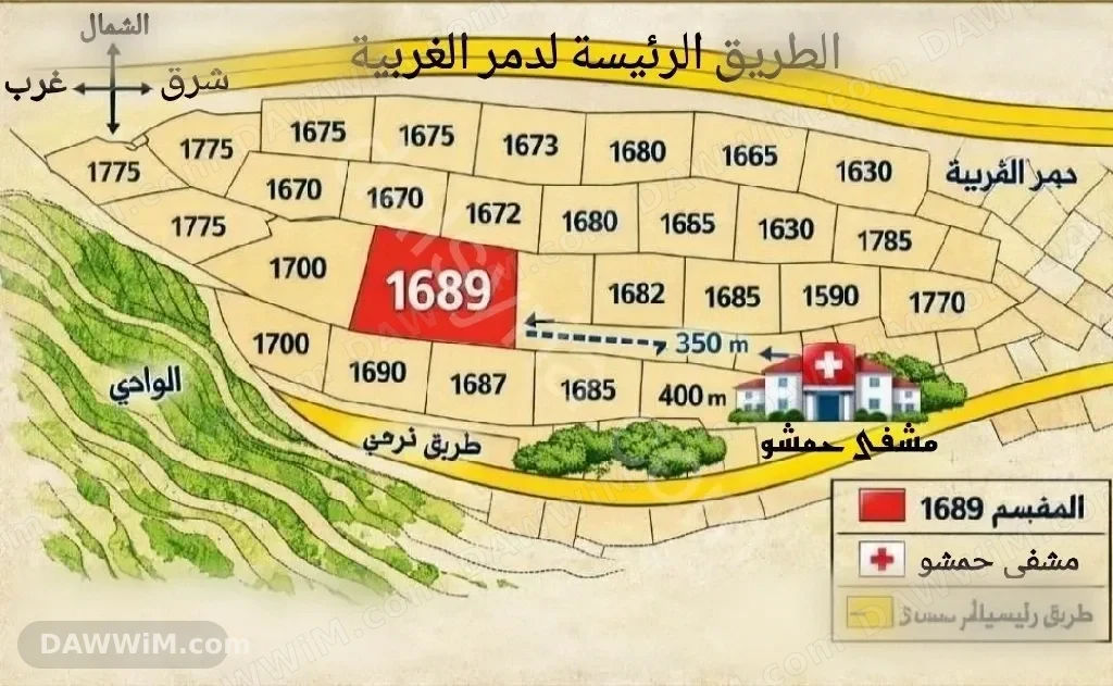 للبيع عقار أرض بمساحة 2100م في دمر الغربية