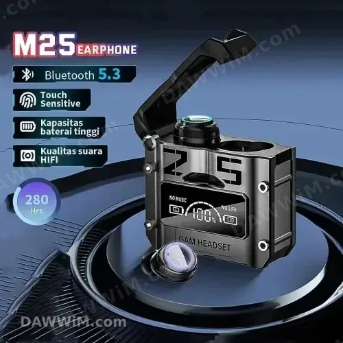 سماعات M25 بلوتوث 5.3 مع شاشة رقمية وحافظة شحن