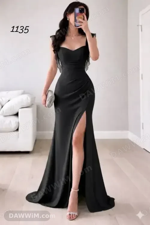 فستان كريب سكوبا أجنبي طويل