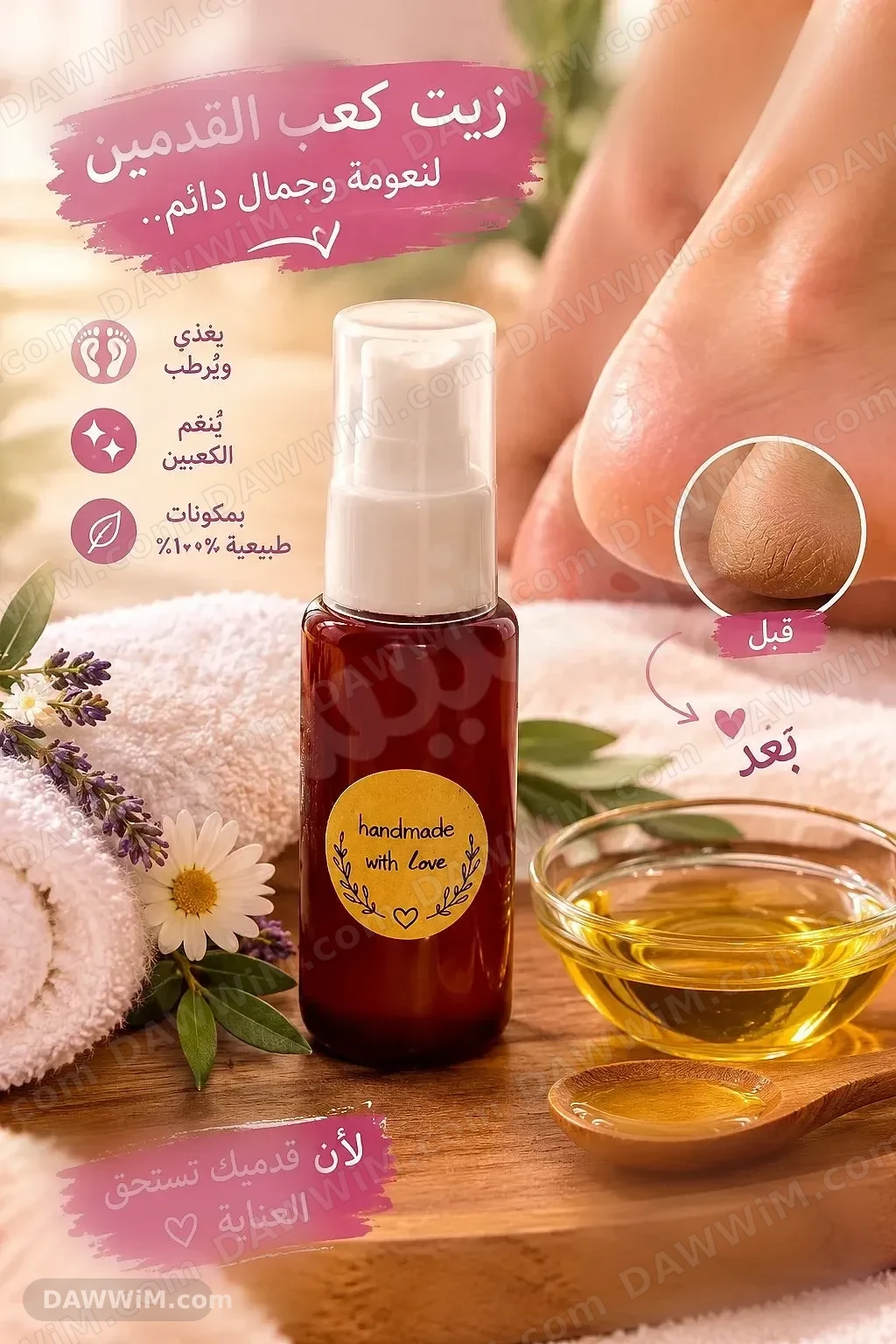 سيروم طبيعي لترطيب وتنعيم كعب القدمين