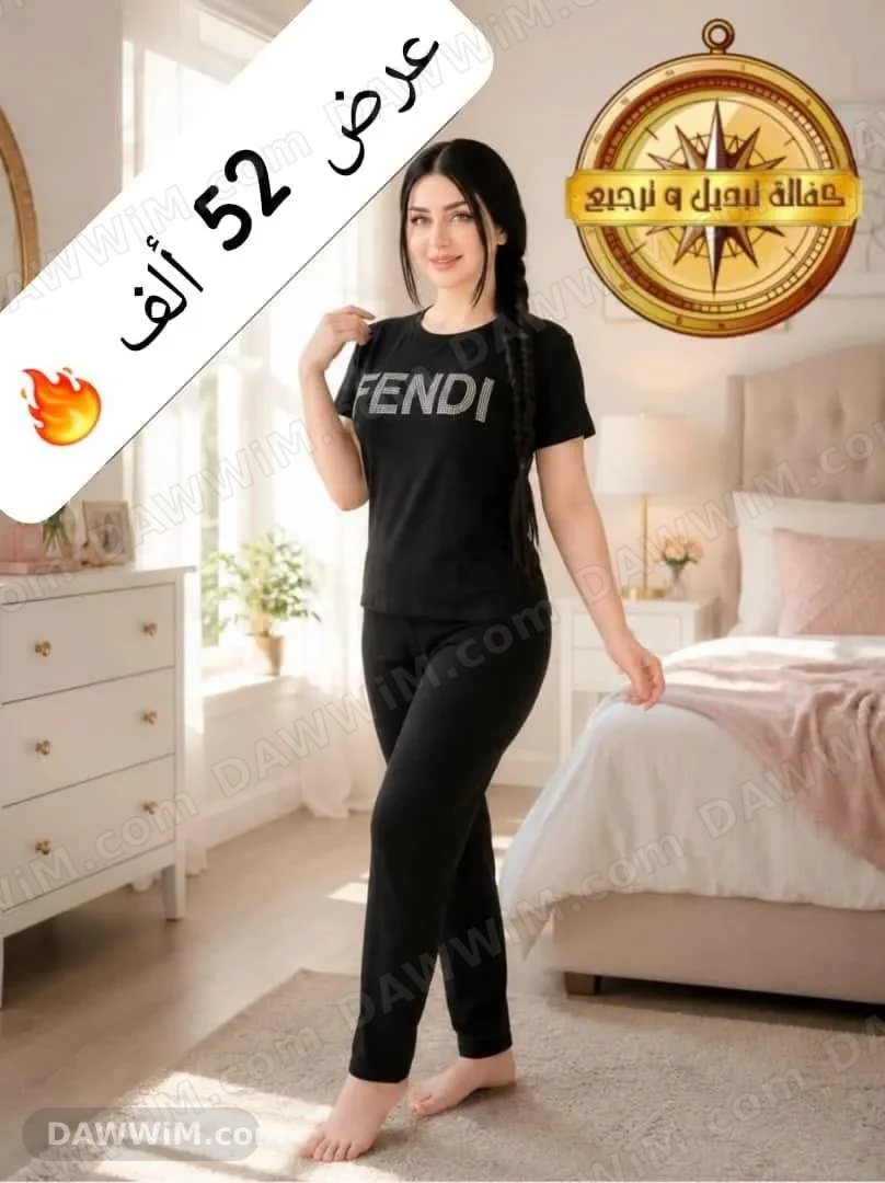 طقم بيجامة تحلاية ستراس حراري للصبايا والسيدات