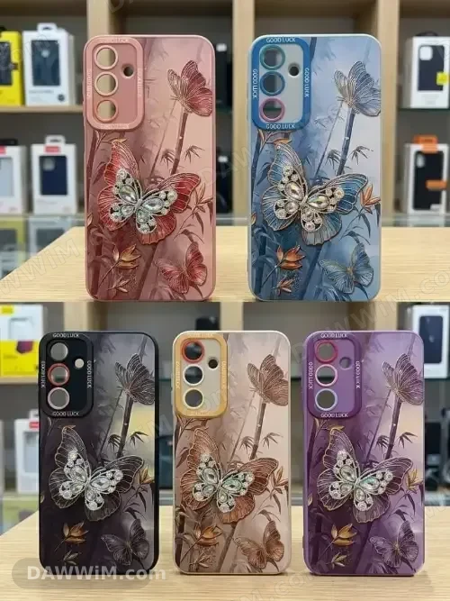 كفرات موبايل بتصاميم الفراشة المرصعة