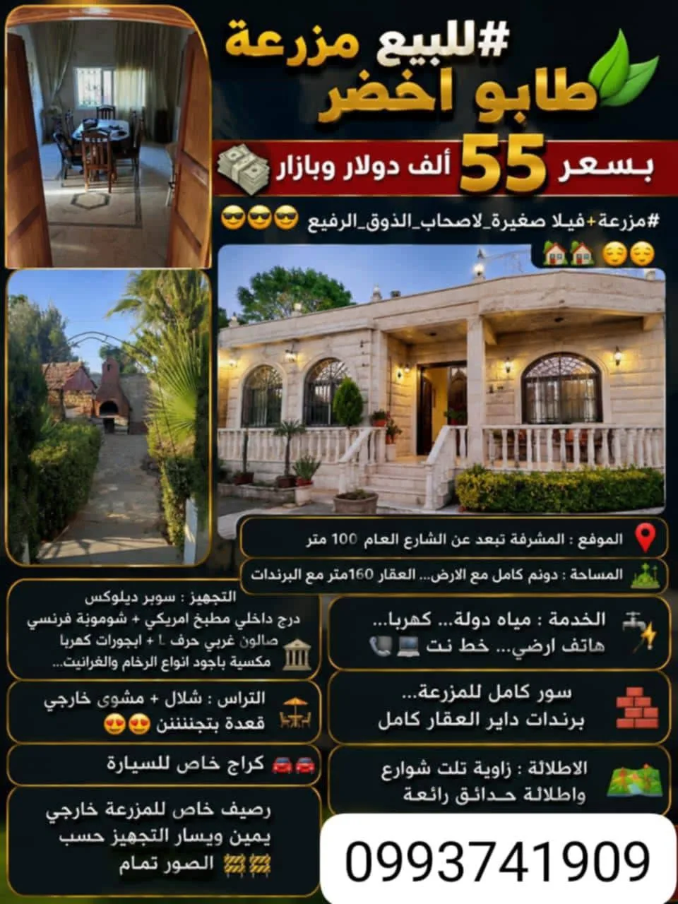 فيلا مزرعة للبيع في وادي الذهب - حمص