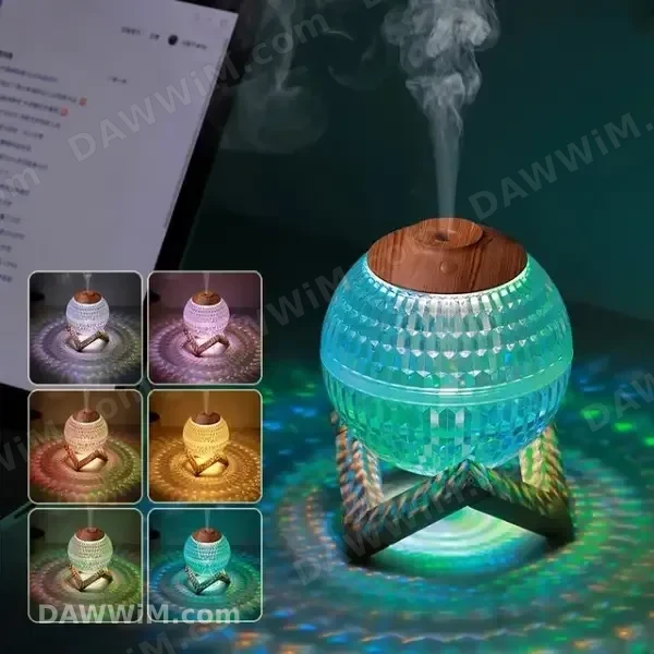 قمر كريستال مع مبخرة ومرطب هواء