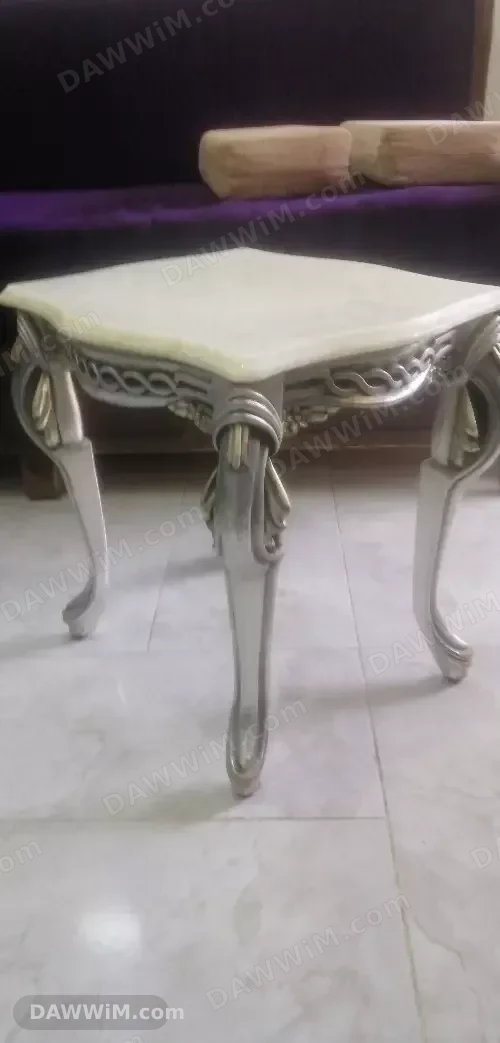 طقم كنبايات خشب زان حفر مع طاولات رخام