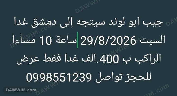 خدمة نقل ركاب من عامودا إلى دمشق