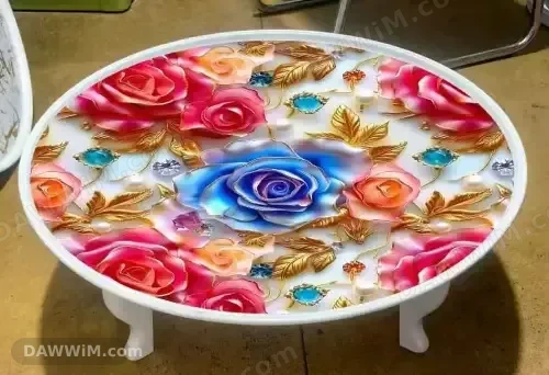 طاولة سفرة وضيافة 3D فاخرة بتصميم زهور