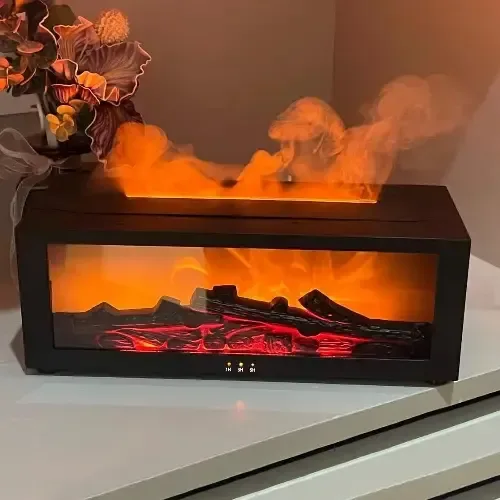 مبخرة لهب كهربائية كبيرة مع ريموت وتحكم RGB