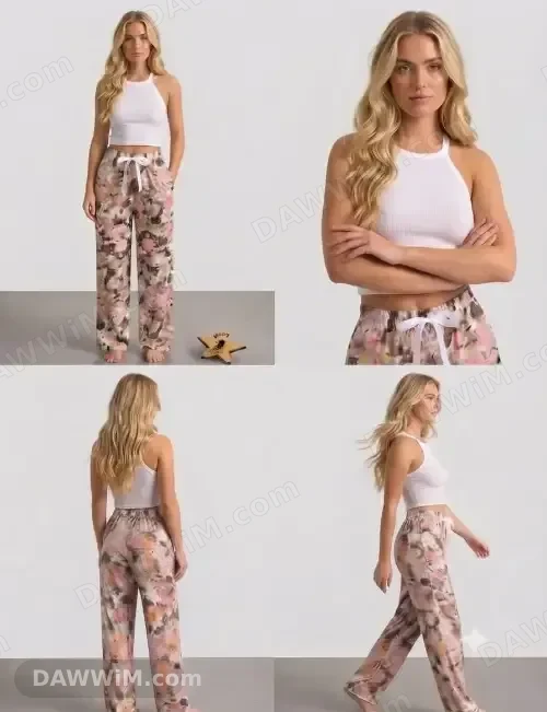 سيت بنطال ريون وكنزة قطن