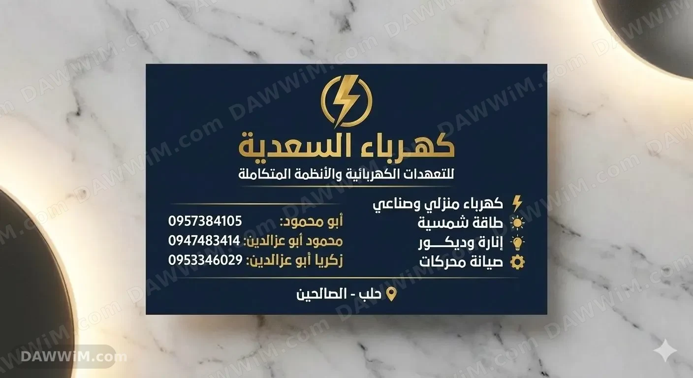 خدمات كهرباء منزلية وصناعية مع نظام إضاءة ديكورية وصيانة محركات في حلب الصالحين