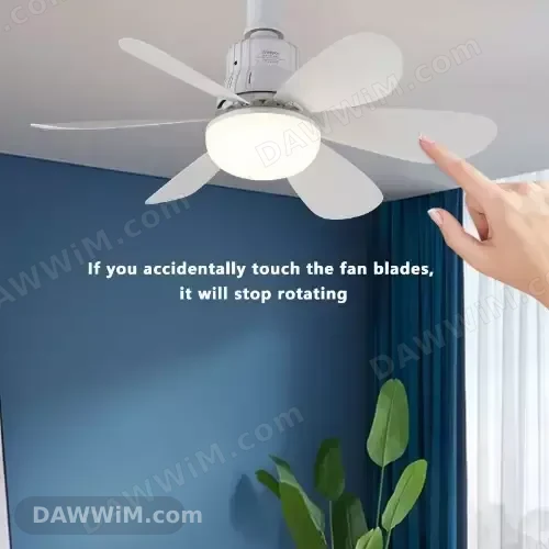 مروحة سقفية ذكية مع إضاءة LED وريموت