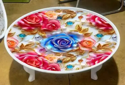 طاولة 3D فاخرة بتصميم زهور أنيق