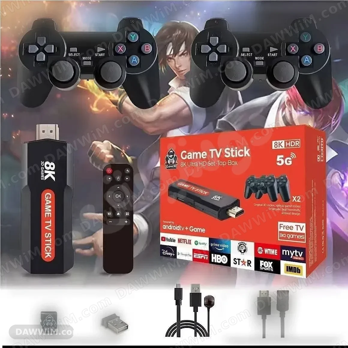 جهاز ألعاب Game TV Stick 8K مع يدات تحكم
