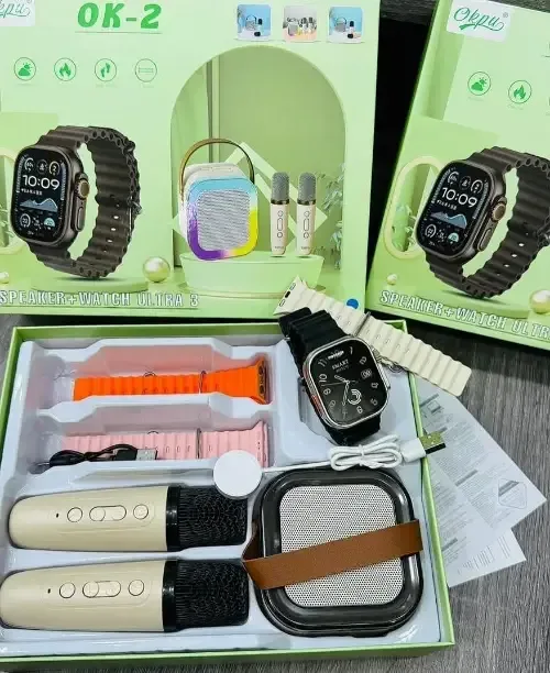 ساعة ذكية OK-2 مع سبيكر كاريوكي و4 أساور