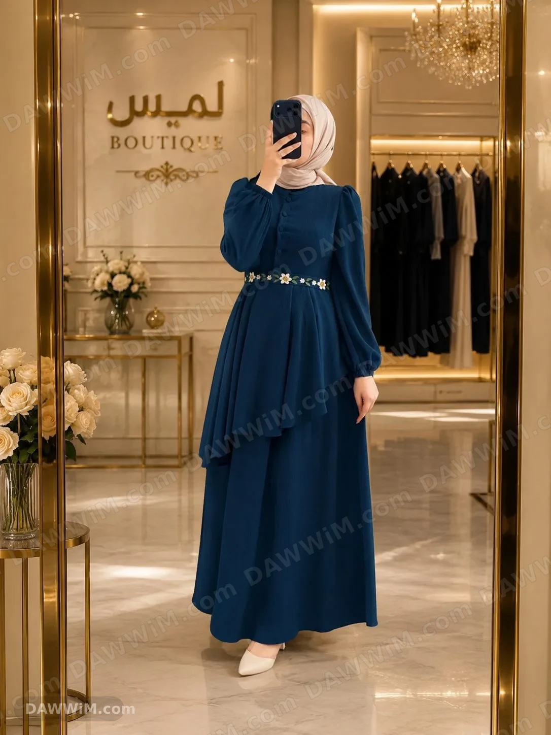 فستان أنيق بأكمام طويلة من لميس بوتيك