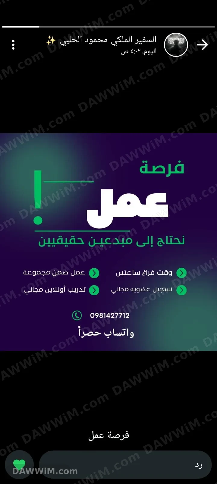 فرصة عمل عبر الإنترنت