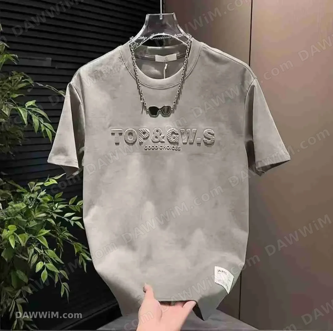 تيشيرت رجالي أوفر سايز بتصميم TOP&GWS