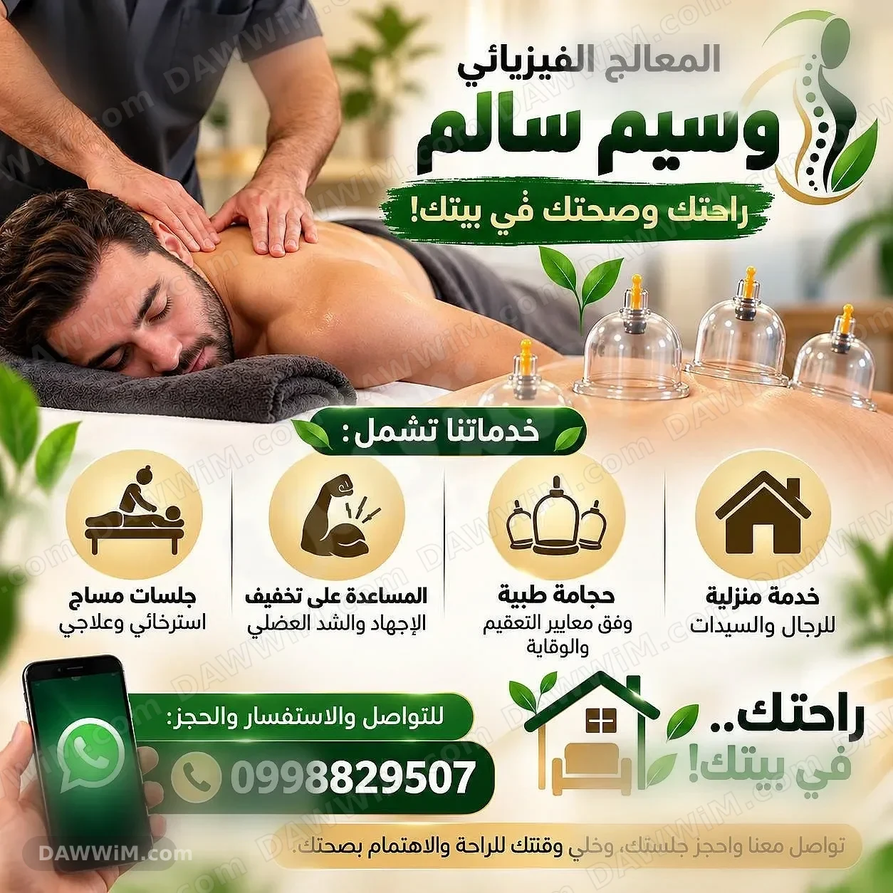 معالج فيزيائي وسيم سالم - خدمات مساج وحجامة منزلية