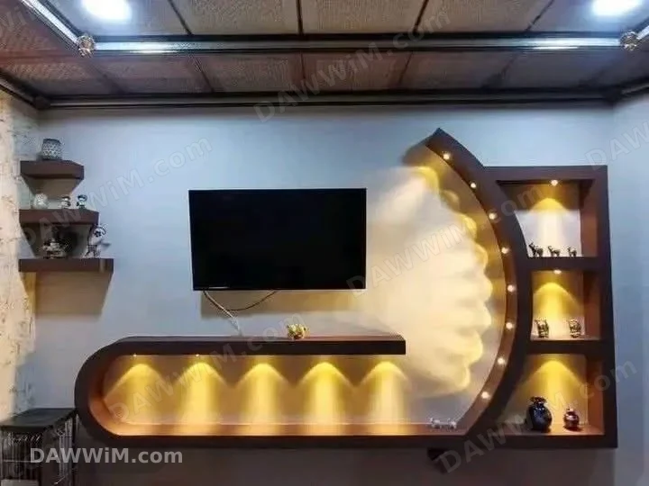 ديكور شاشة خشب MDF مع إضاءة LED