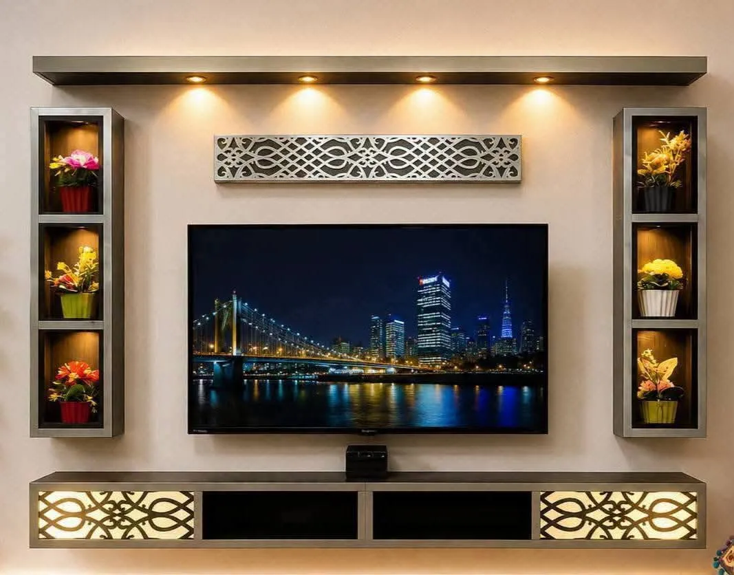 ديكور شاشة وغرفة جلوس مع إنارة LED - عرض خاص
