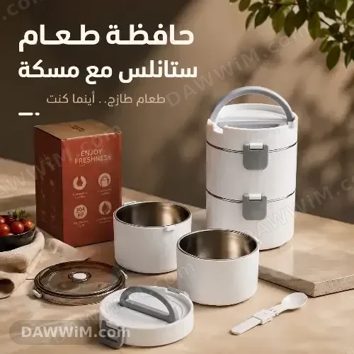 حافظة طعام ستانلس مع مسكة