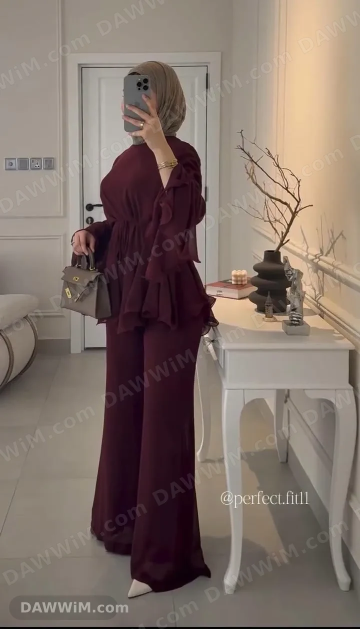 طقم نسائي قطعتين شيفون