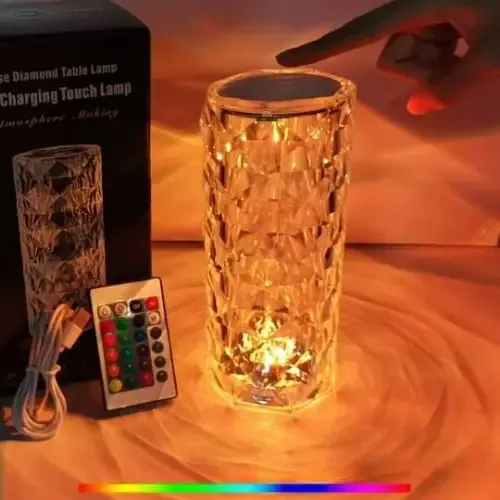 لمبة كريستال أسطوانية بإضاءة RGB مع ريموت