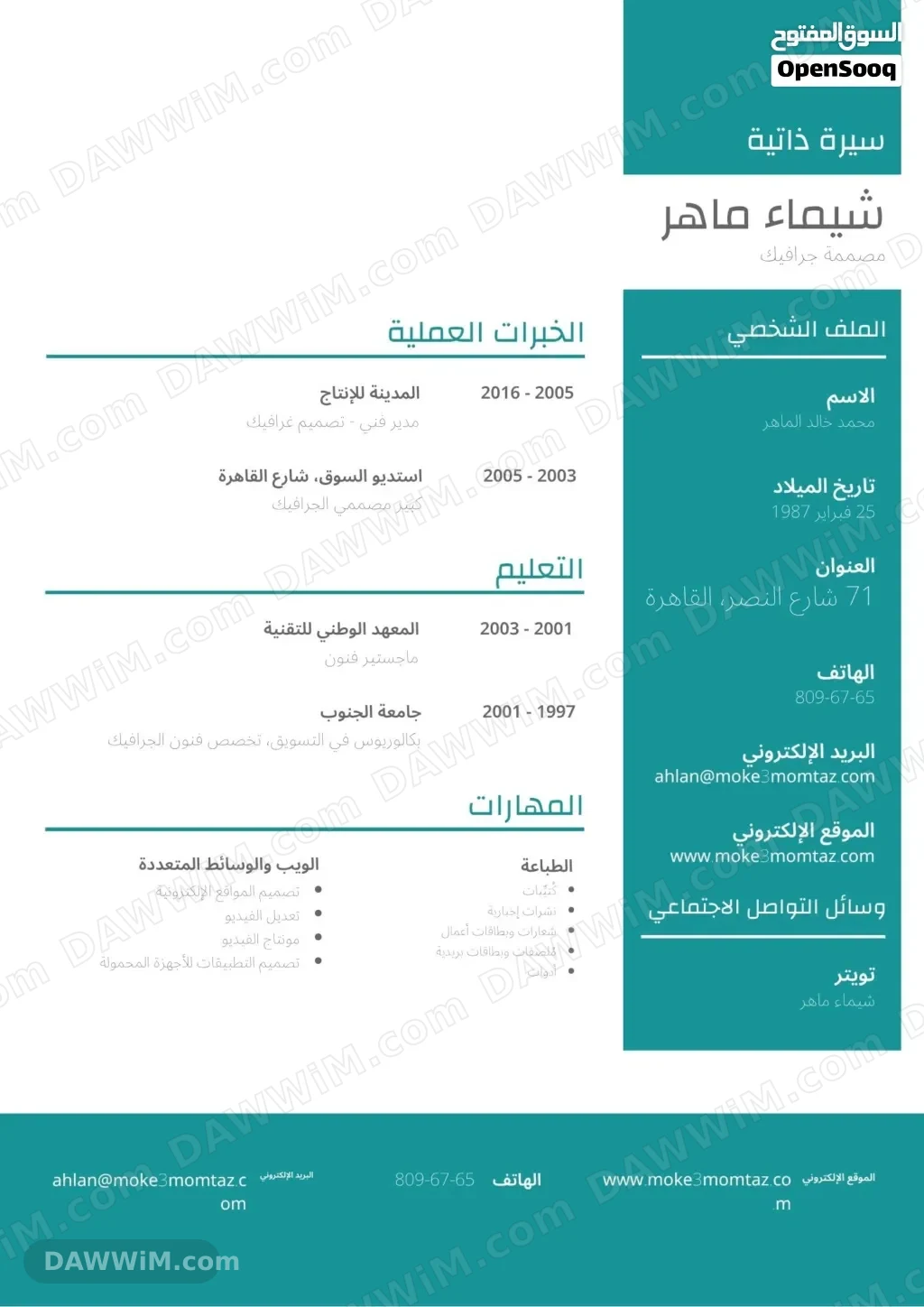 قالب سيرة ذاتية احترافي وعصري