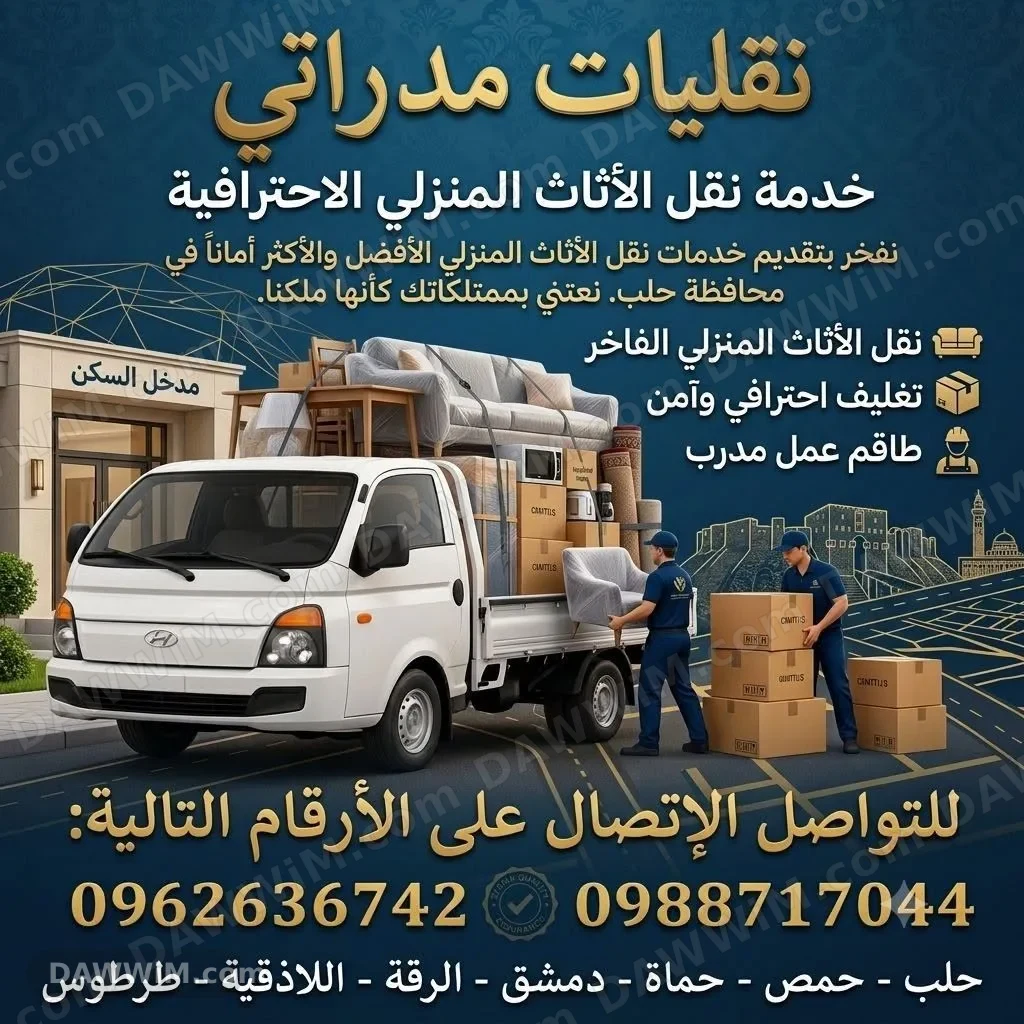 شركة مدراتي لنقل وتغليف الأثاث في حلب