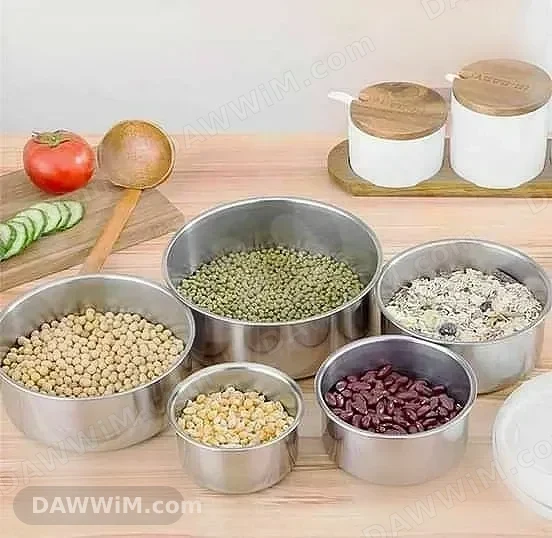 طقم حافظات طعام ستانلس 5 قطع