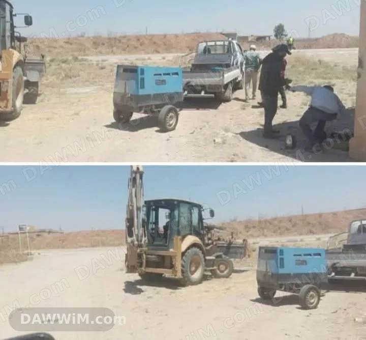 أعمال صيانة خط مياه علوك في الحسكة