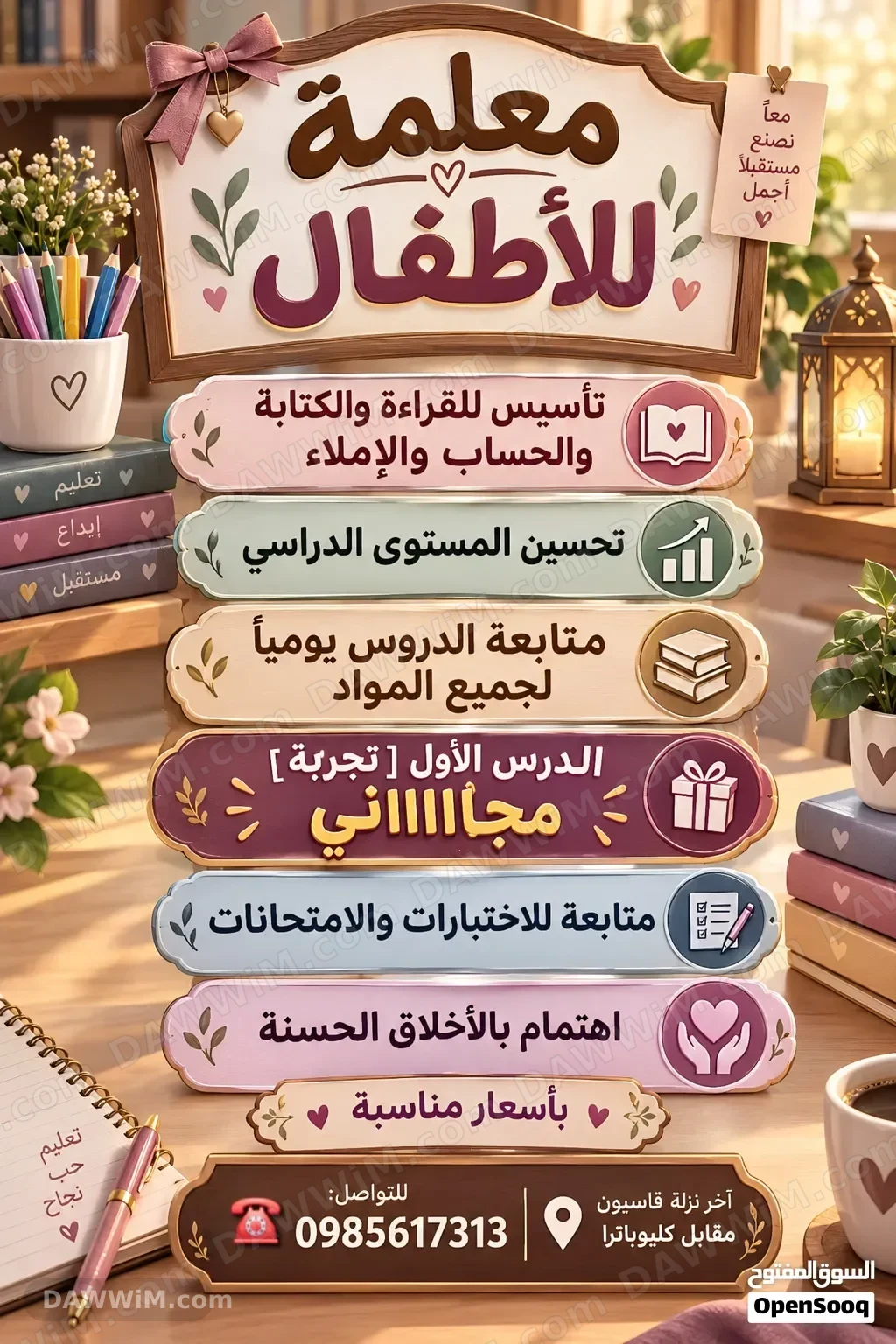 معلمة لتأسيس ومتابعة طلاب المرحلة الابتدائية