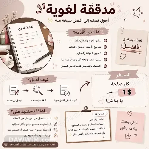 خدمة تدقيق لغوي وإملائي للنصوص